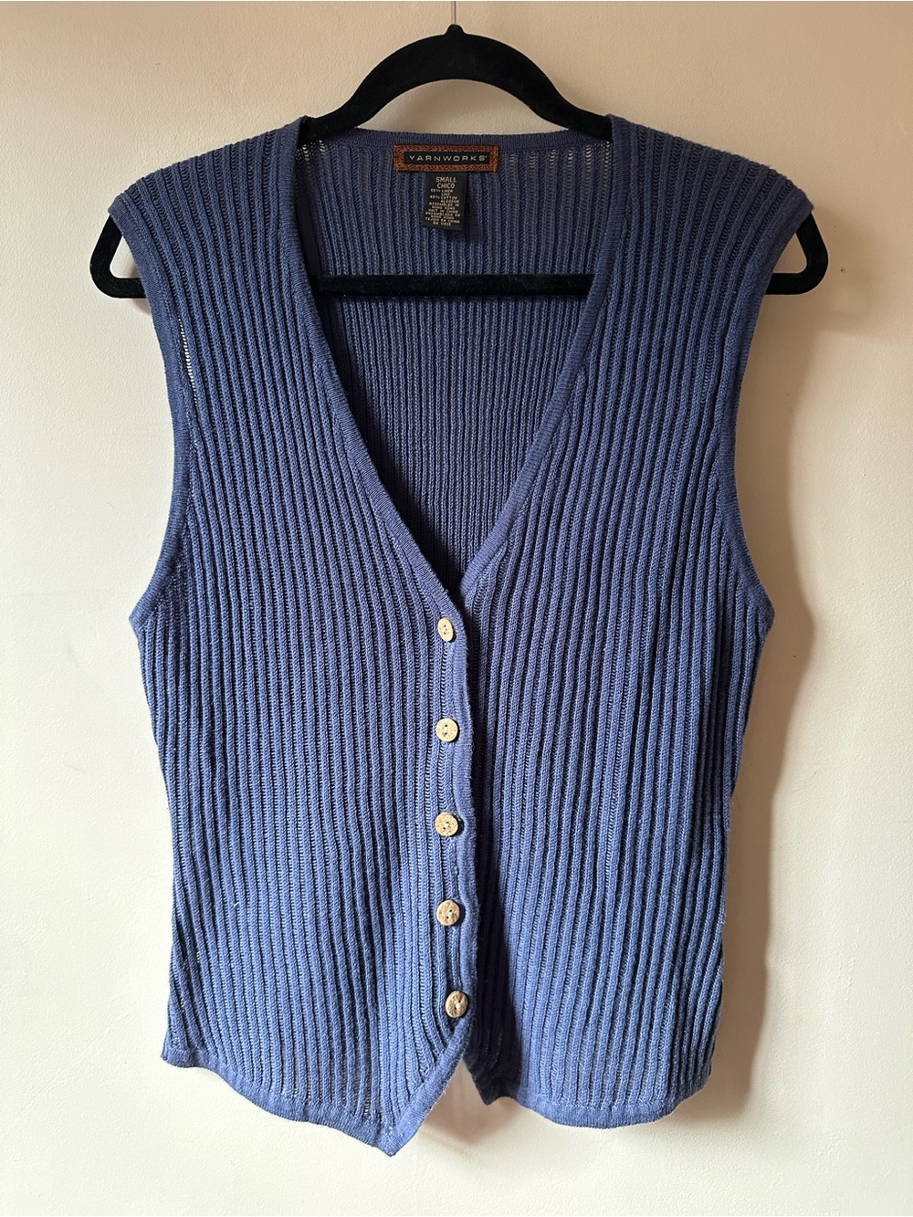 Vintage 90s Yarnworks Linen Cotton Blend Chunky Knit Vest